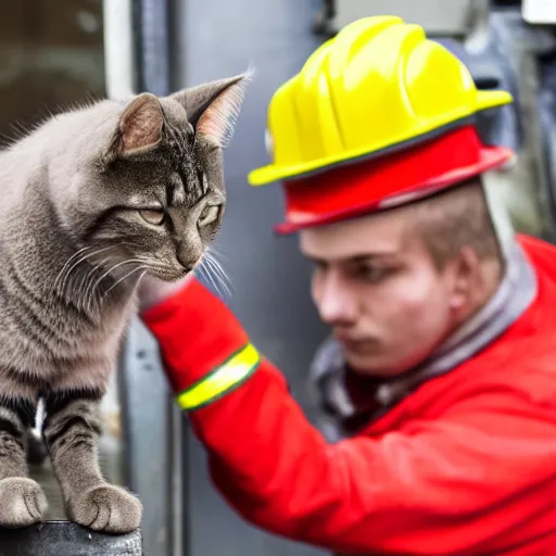 Image similar to a cat working as a fireman