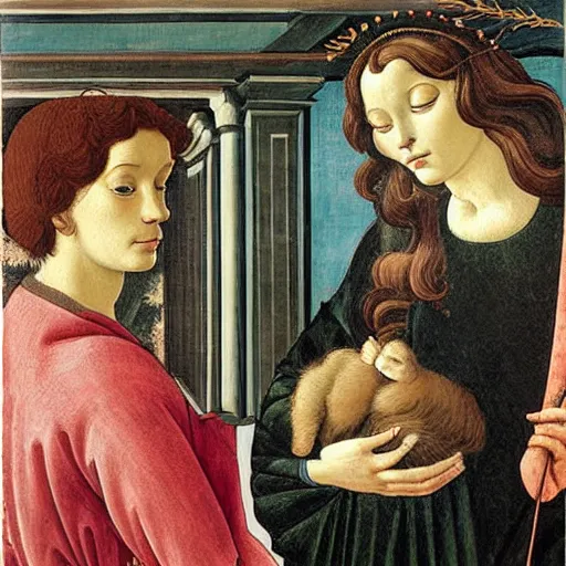 Prompt: baby kitten, portrait birth of vemus botticelli