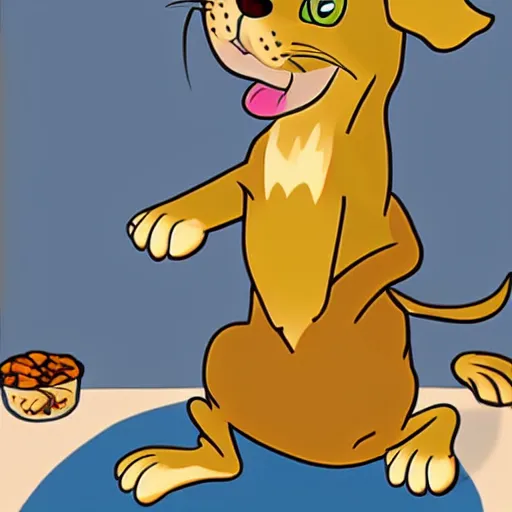 Prompt: a golden retriever in the style of Tom and Jerry cartoon