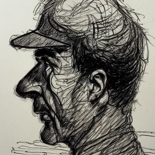 Image similar to a realistic yet scraggly portrait sketch of the side profile of a stern and sophisticated the pyro, trending on artstation, intricate details, in the style of frank auerbach, in the style of sergio aragones, in the style of martin ansin, in the style of david aja, in the style of mattias adolfsson