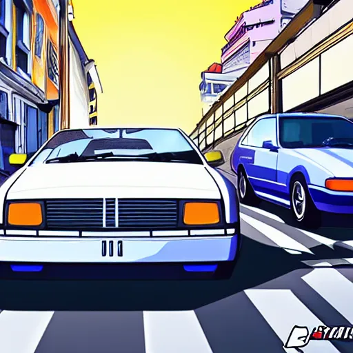 Image similar to initial d set in budapest, anime art,