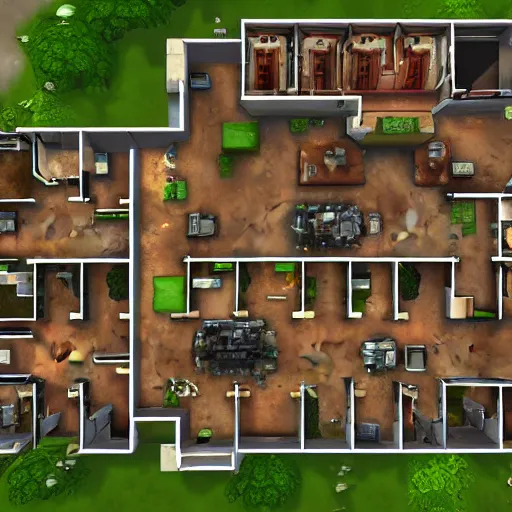 Image similar to A doom 3 map in the style of Sims 4
