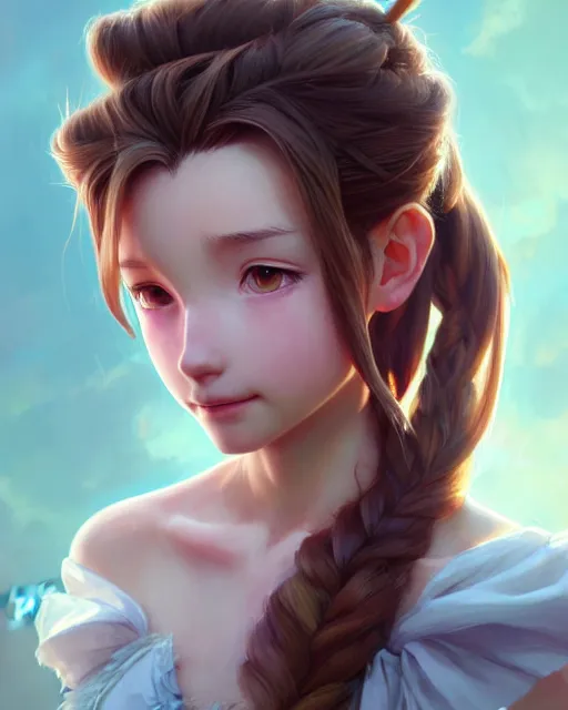 Prompt: character concept art of aerith gainsborough, istinct - fine, key visual, realistic shaded perfect face, fine details by stanley artgerm lau, wlop, rossdraws, james jean, andrei riabovitchev, marc simonetti, sakimichan, and jakub rebelka, trending on artstation