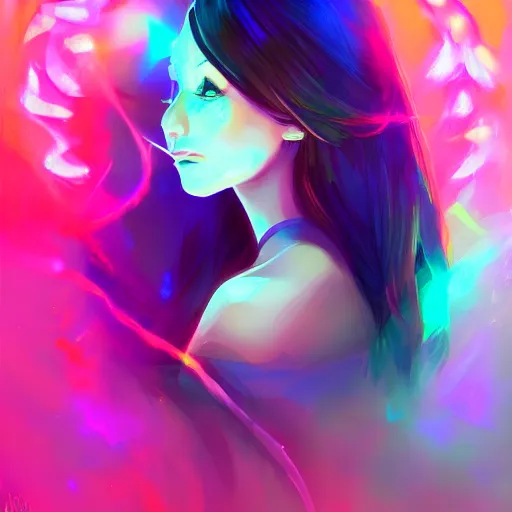 Prompt: pretty girl portrait profile picture, dramatic lighting, digital painting, arcane magic digital painting bioluminance, by rossdraws