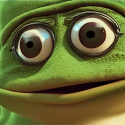 Image similar to pepe the frog in a movie directed by Christopher Nolan, movie still frame, promotional image, imax 70 mm footage