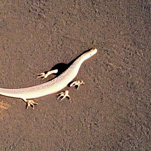 Prompt: photo from an airplane of giant lizard