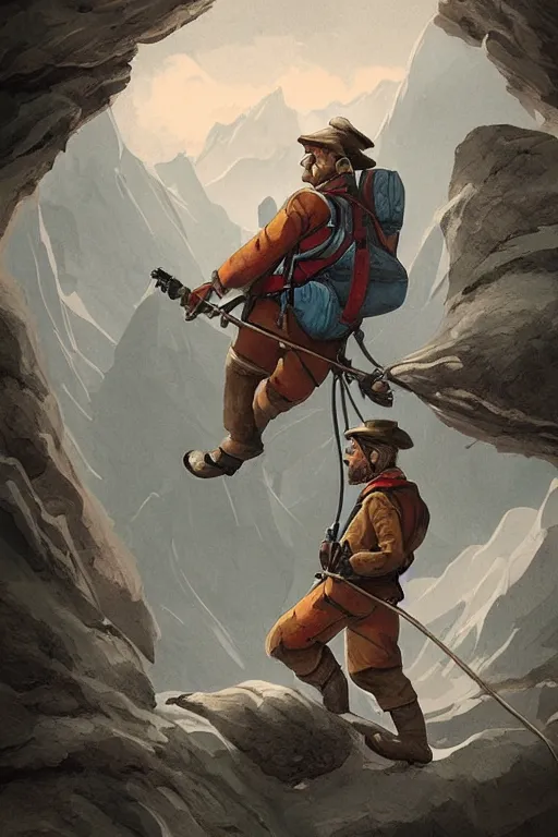 Prompt: alpinist illustration a storybook illustration trending on artstation