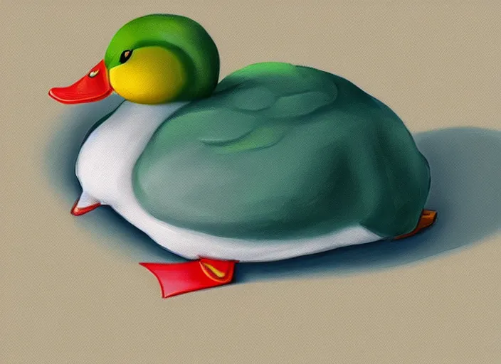 Image similar to cute duck tucked in bed and going to sleep, digital painting, trending on artstation, award winning art, stylized painting