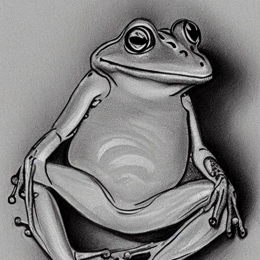 Premium AI Image  Pencil sketch cute art frog animal drawing AI Generated
