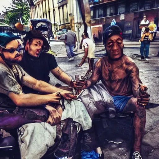 Prompt: with my homies playin street gambling, extremely human detailed, brutal human detailed!!!, hdr human detailed, 4 k human detailed!!!, photo hyper realistic, the best photograph of august, pinterest render, vogue render