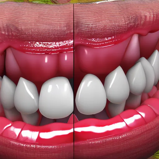 Image similar to poorly rendered 3 d set of teeth