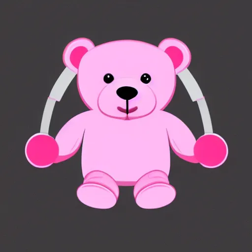 Image similar to a cute pink cuddly bear wearing headphones vector logo