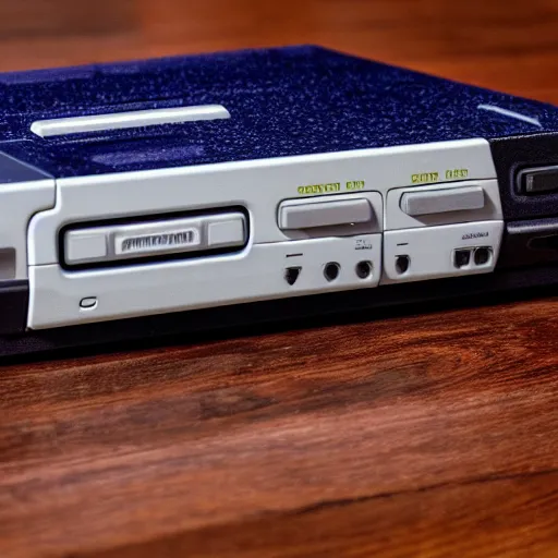 Prompt: photo of a super nintendo, product shot, hdr sharp and detailed