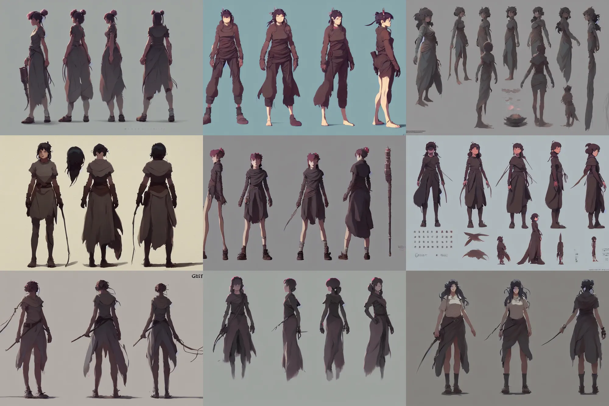 An anime character reference sheet of a female, Stable Diffusion