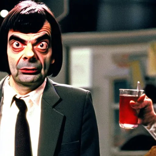 Image similar to mr. bean in pulp fiction, club photography