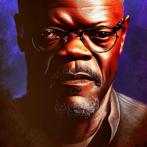 Image similar to a beautiful detailed 3 d matte samuel jackson in game of thrones, ominous, magical realism, texture, intricate, whirling smoke radiant colors, fantasy, volumetric lighting, high details