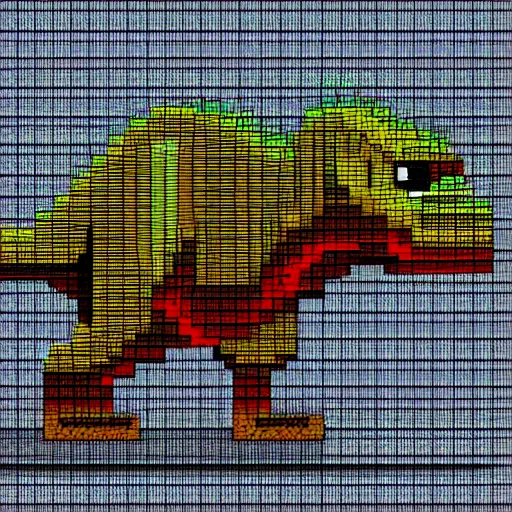 Image similar to pixel art dinosaur, retro, trending on artstation, artstation