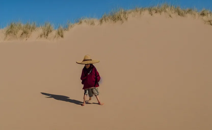 Image similar to a luffy in sand dunes, photography