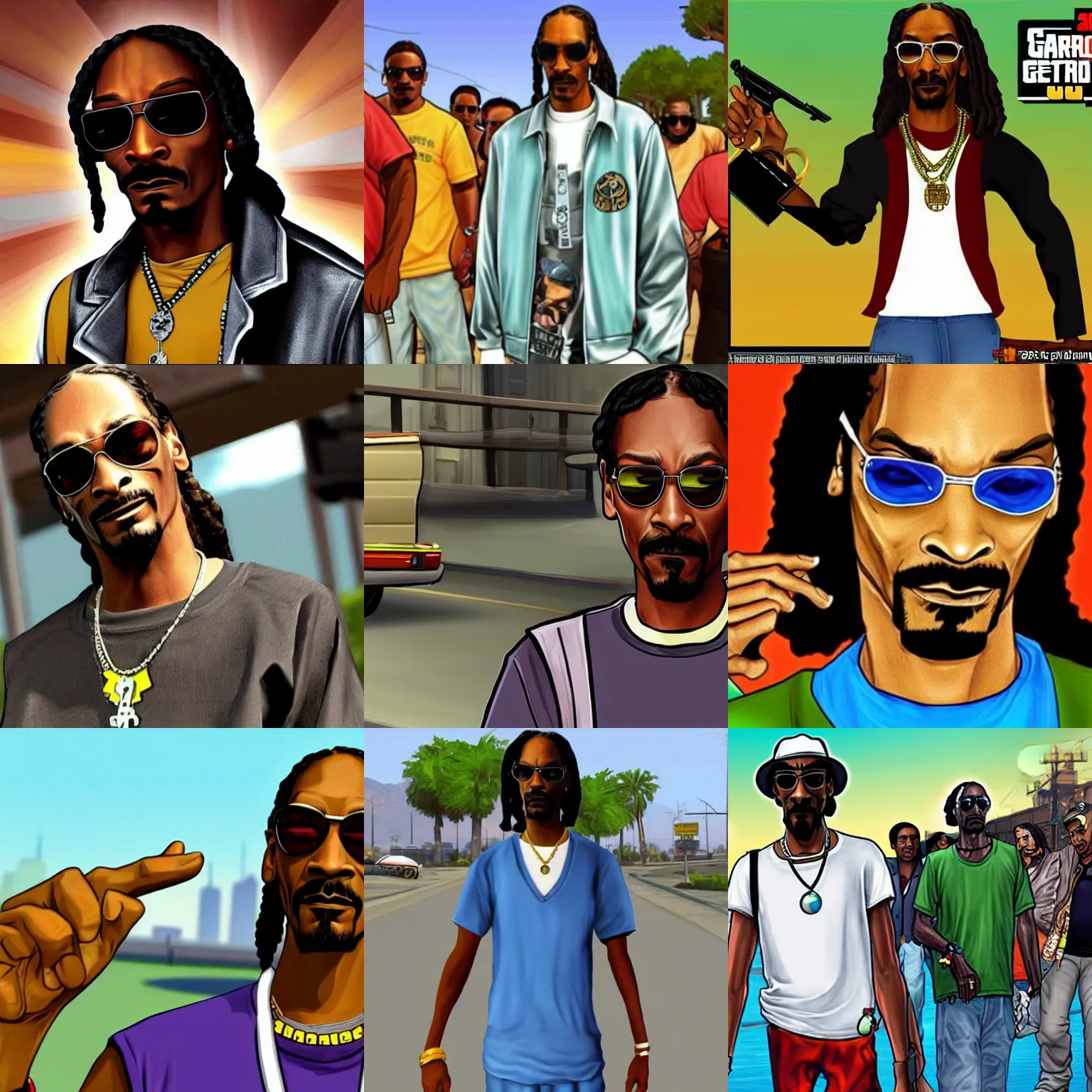 Prompt: snoop dogg as a character in gta : san andreas