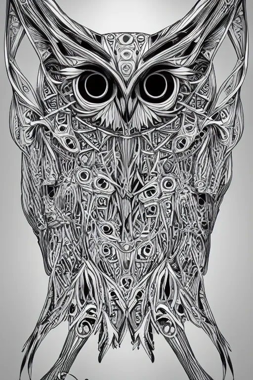 Image similar to a white bone owl, symmetrical, highly detailed, digital art, sharp focus, skeleton, trending on art station