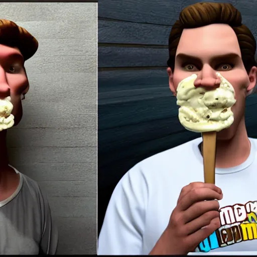 Prompt: jerma 9 8 5 as ice cream