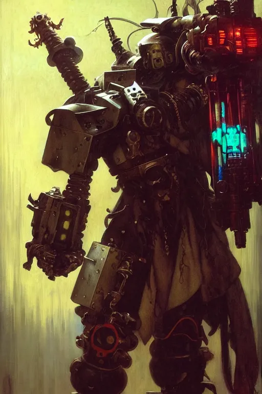 Prompt: full character portrait max mad cyberpunk warhammer 4 0 k, medic sapper not the pietra character design, painting by gaston bussiere, katsuya terada, wyeth, greg rutkowski, craig mullins, ( ( ( ( ( vermeer ) ) ) ) ), frank frazetta, mucha, tom of finland, trending on artstation