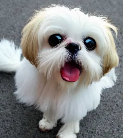 Image similar to small white shihtzu maltese mix dog in the style of the rugrats