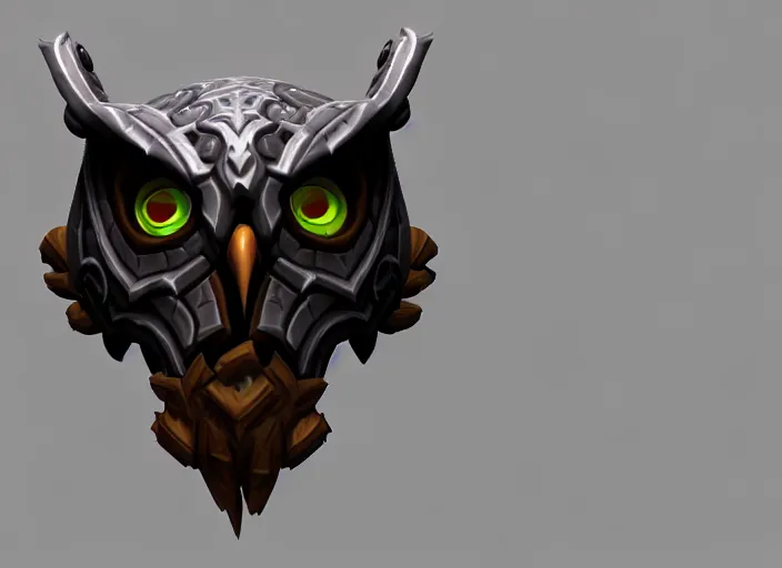 Image similar to owl skull mask, stylized stl, 3 d render, activision blizzard style, hearthstone style, darksiders art style