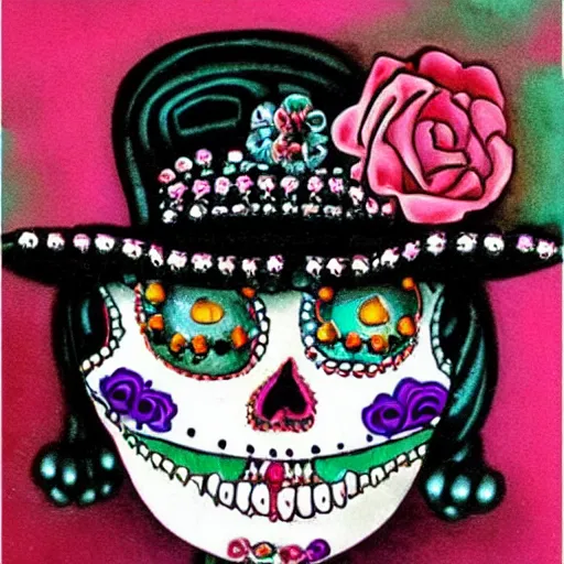 Image similar to a fabergé la catrina realistic