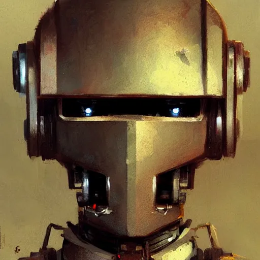 Image similar to portrait of a robot by greg rutkowski in the style of frank frazetta