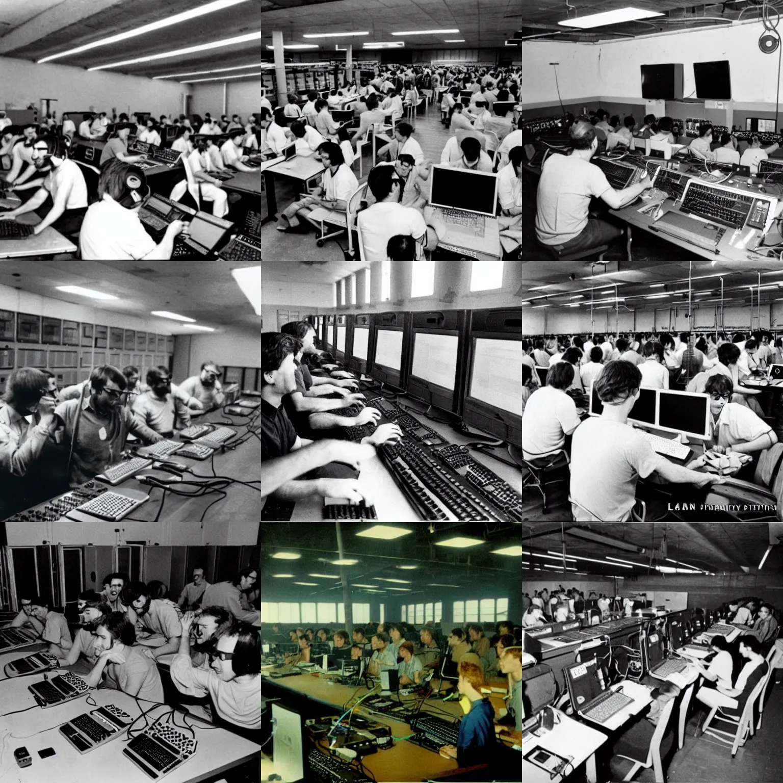 Prompt: lan party at chernobyl plant 1 9 8 4