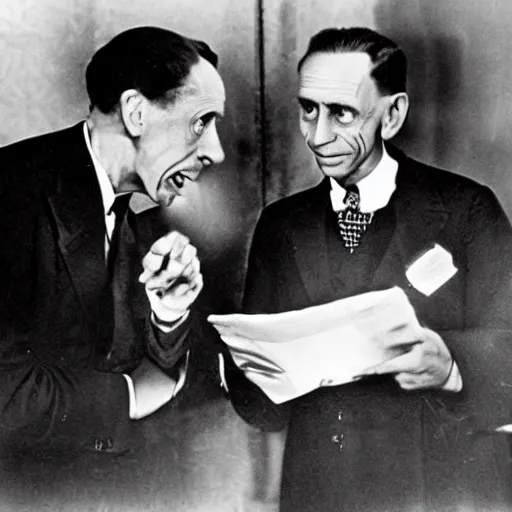 Prompt: Joseph Goebbels and Elmo vigorously debating at the 2012 Democratic convention, Reuters