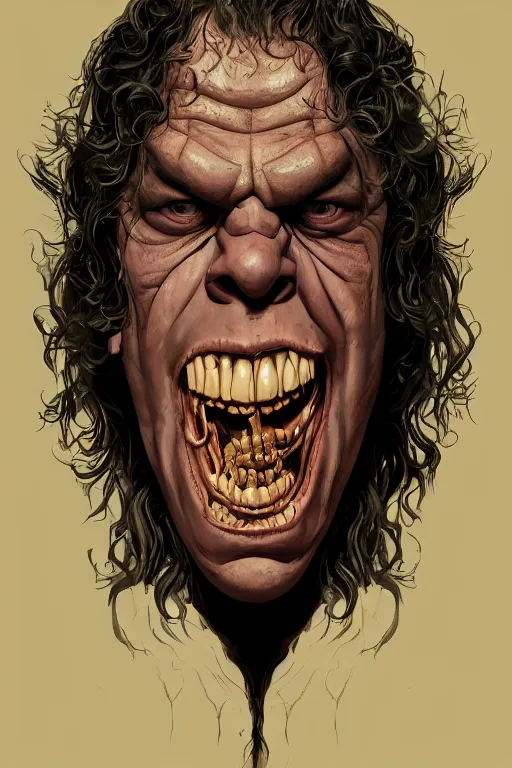 Image similar to andre the giant in sleepy hollow, full body, big two toned eyes, teeth gritted, horror, intricate details, cinematic, epic, realistic, anatomy, tomer hanuka, uplight, artstation, photorealistic, scary