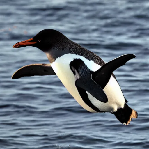Image similar to a penguin flying