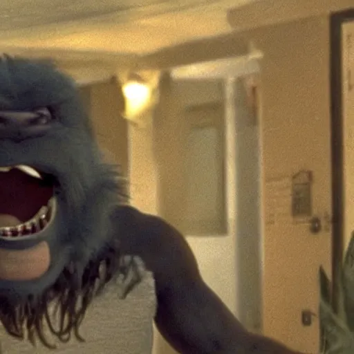 Prompt: laughing creature reaction image, movie still