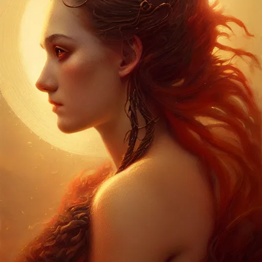 Image similar to majestic gracious regal seductive persephone portrait, ancient greece, atmospheric lighting, painted, menacing, intricate, volumetric lighting, beautiful, rich deep colours masterpiece, golden hour, sharp focus, ultra detailed, by leesha hannigan, ross tran, thierry doizon, kai carpenter, ignacio fernandez rios