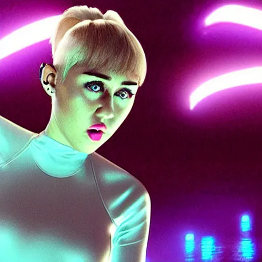 Prompt: A still of Miley Cyrus in Tron: Legacy (2010)