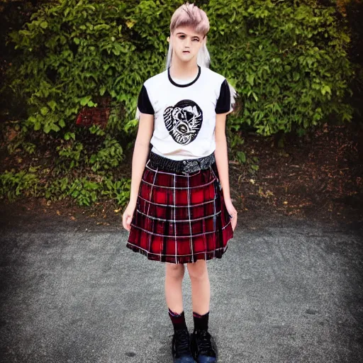 Image similar to teenage punk rock photography plaid skirt band shirt