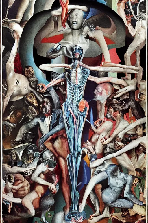 Image similar to you are from your father's worm, come party with me. pop style art images, delicately and carefully. symmetrical anatomy, image from torn magazine, hyperdetailed, surealism, no duplicate images, art by richard hamilton and mimmo rotella.