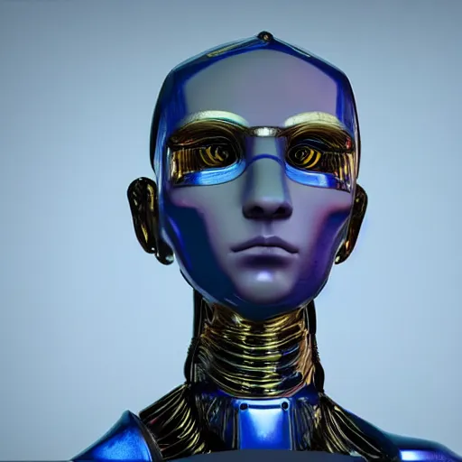 Prompt: a beautiful young male humanoid robot made of bismuth, unreal engine 5 digital art