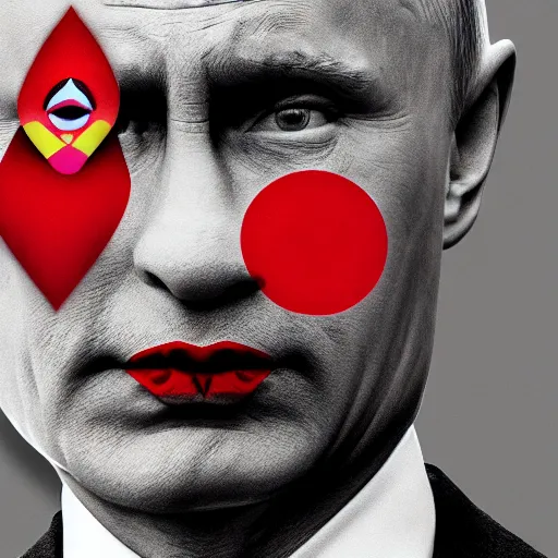 Image similar to Vladimir Putin as Circle clown, realistic render , 4k,