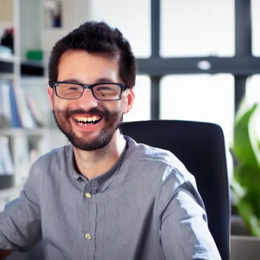 Image similar to smiling software engineer in chair