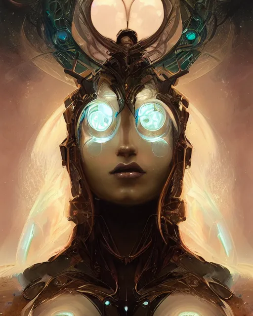 Image similar to portrait of a beautiful cybernetic emanation from the book \'angelarium\', by pete mohrbacher and artgerm and wlop, digital art, highly detailed, intricate, fantasy, mystical, Trending on Artstation HQ, deviantart, unreal engine, 4K UHD image