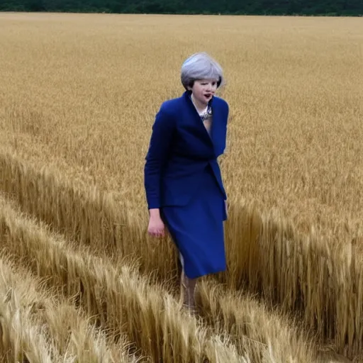 Image similar to theresa may walking in a field of wheat