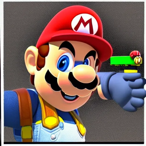 Image similar to super mario with a shotgun