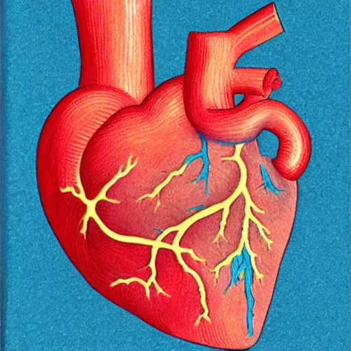 Prompt: drawing of a heart from an anatomy textbook