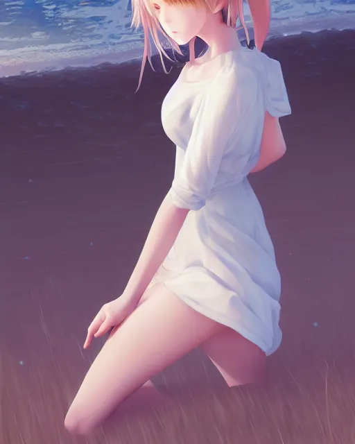 Prompt: infinitely detailed full - body portrait pale female peaceful dream angel wearing elegant clothes. beautiful! scenery art! by wlop & murata range, by ilya kuvshinov. artstation!! / pixiv!!