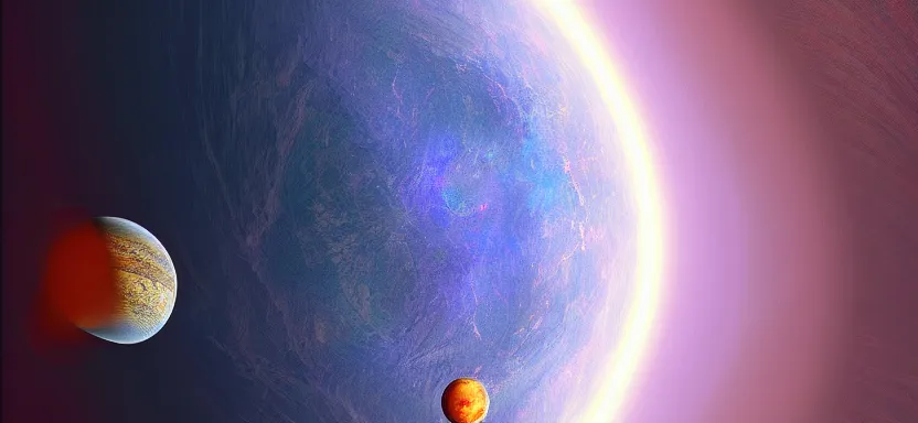 Prompt: two planets colliding, digital art, extreme detail