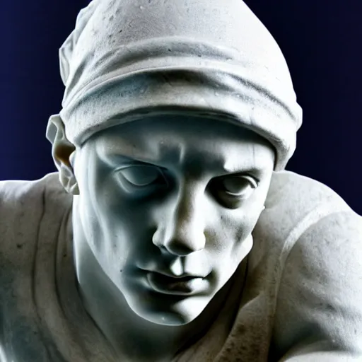 Image similar to eminem as a greek marble statue