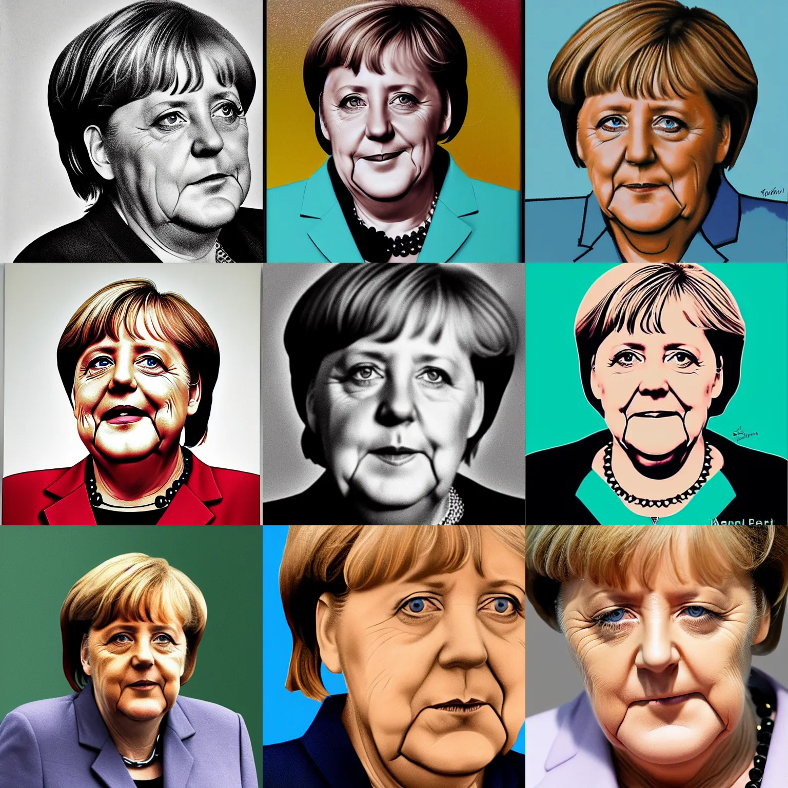 Prompt: portrait of angela merkel, by reni